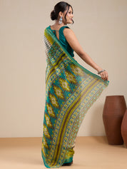Vervee Couture Cream Silk Blend Saree with Semi Stitched Blouse | EKA