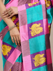 Vervee Couture Multicolour Printed Poly Georgette Saree | EKA