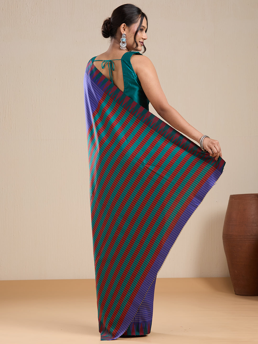 Vervee Couture Purple Silk Blend Saree with Semi Stitched Blouse | EKA