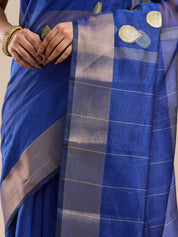 Vervee Couture Blue Silk Blend Saree with Semi Stitched Blouse | EKA