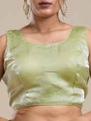 Vervee Couture Green Silk Blend Saree with Zari Border and Semi Stitched Blouse | EKA