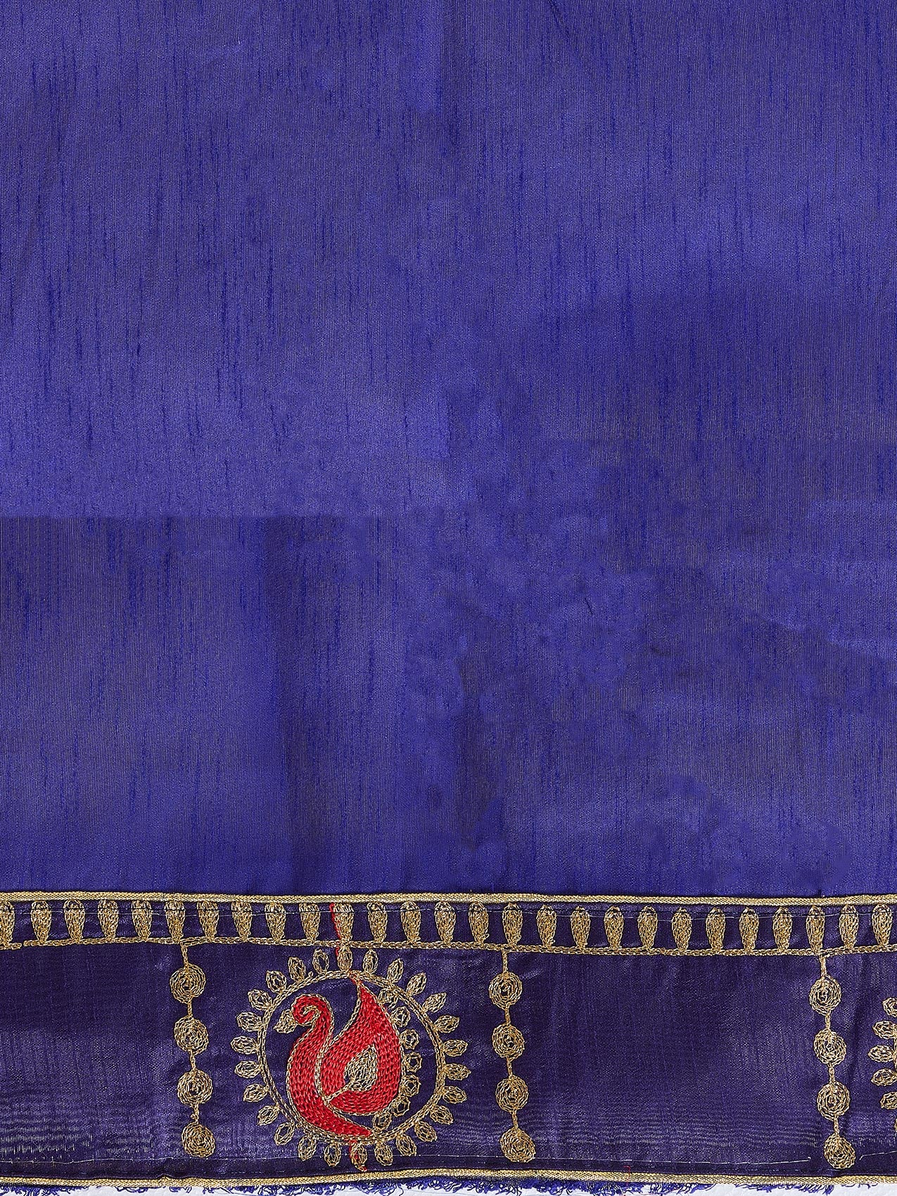 Vervee Couture Red Purple Woven Silk Blend Saree with Zari Border | EKA
