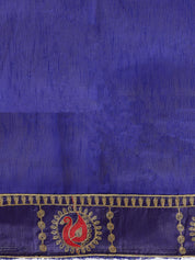 Vervee Couture Red Purple Woven Silk Blend Saree with Zari Border | EKA
