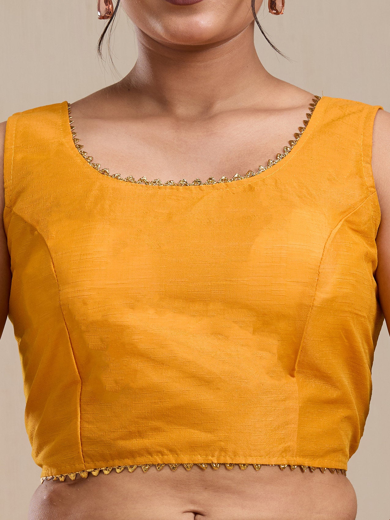 Vervee Couture Yellow Poly Georgette Embellished Saree with Semi Stitched Blouse | EKA