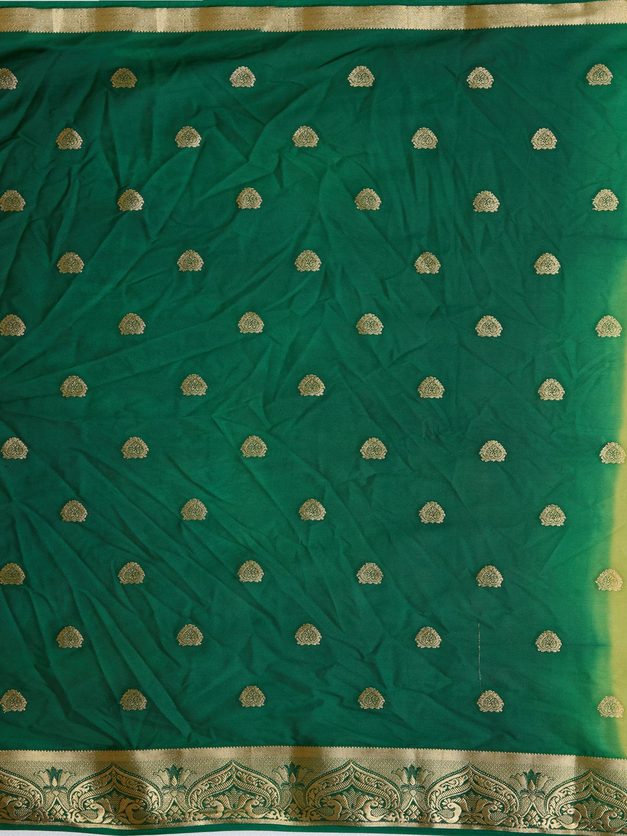 Vervee Couture Green Woven Silk Blend Saree with Zari Border | EKA