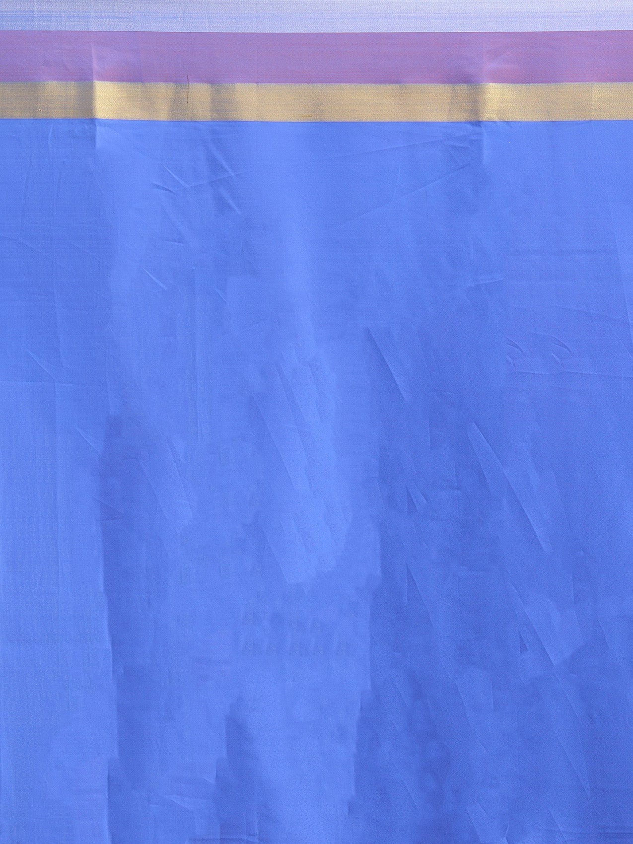 Vervee Couture Blue Silk Blend Saree with Striped Border | EKA