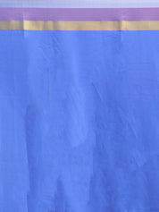 Vervee Couture Blue Silk Blend Saree with Striped Border | EKA