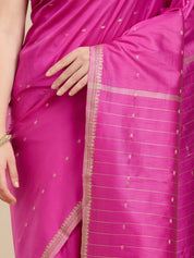 Vervee Couture Pink Silk Blend Saree with Zari Border | EKA