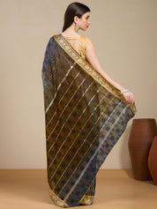 Vervee Couture Black Silk Blend Saree with Zari Border | EKA
