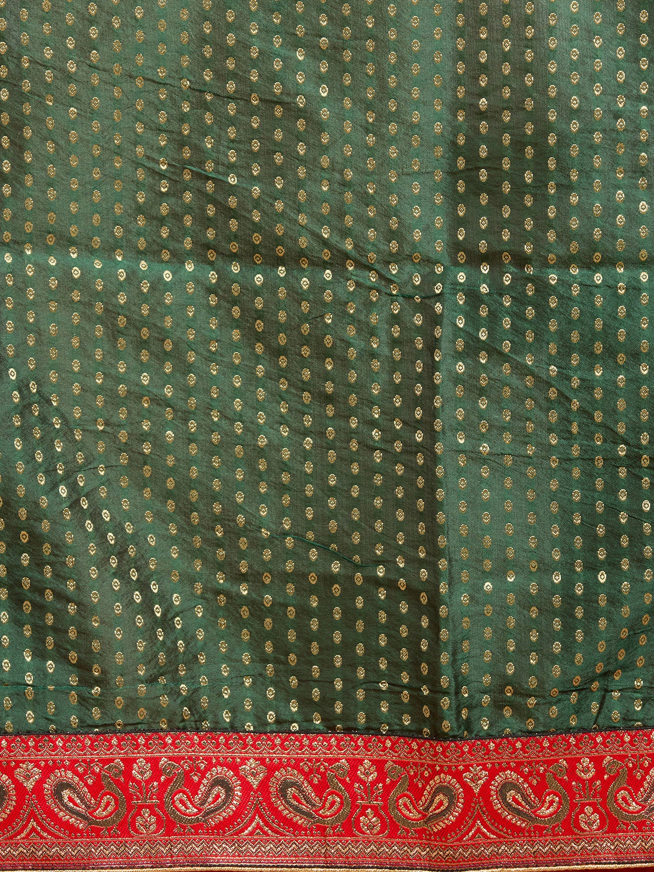 Vervee Couture Red Poly Georgette Saree with Zari Border | EKA