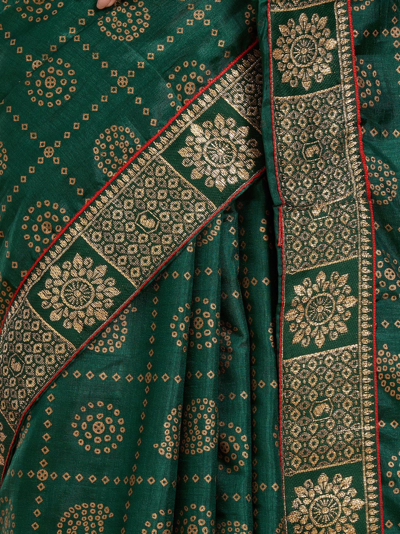 Vervee Couture Green Silk Blend Saree with Woven Zari Design | EKA