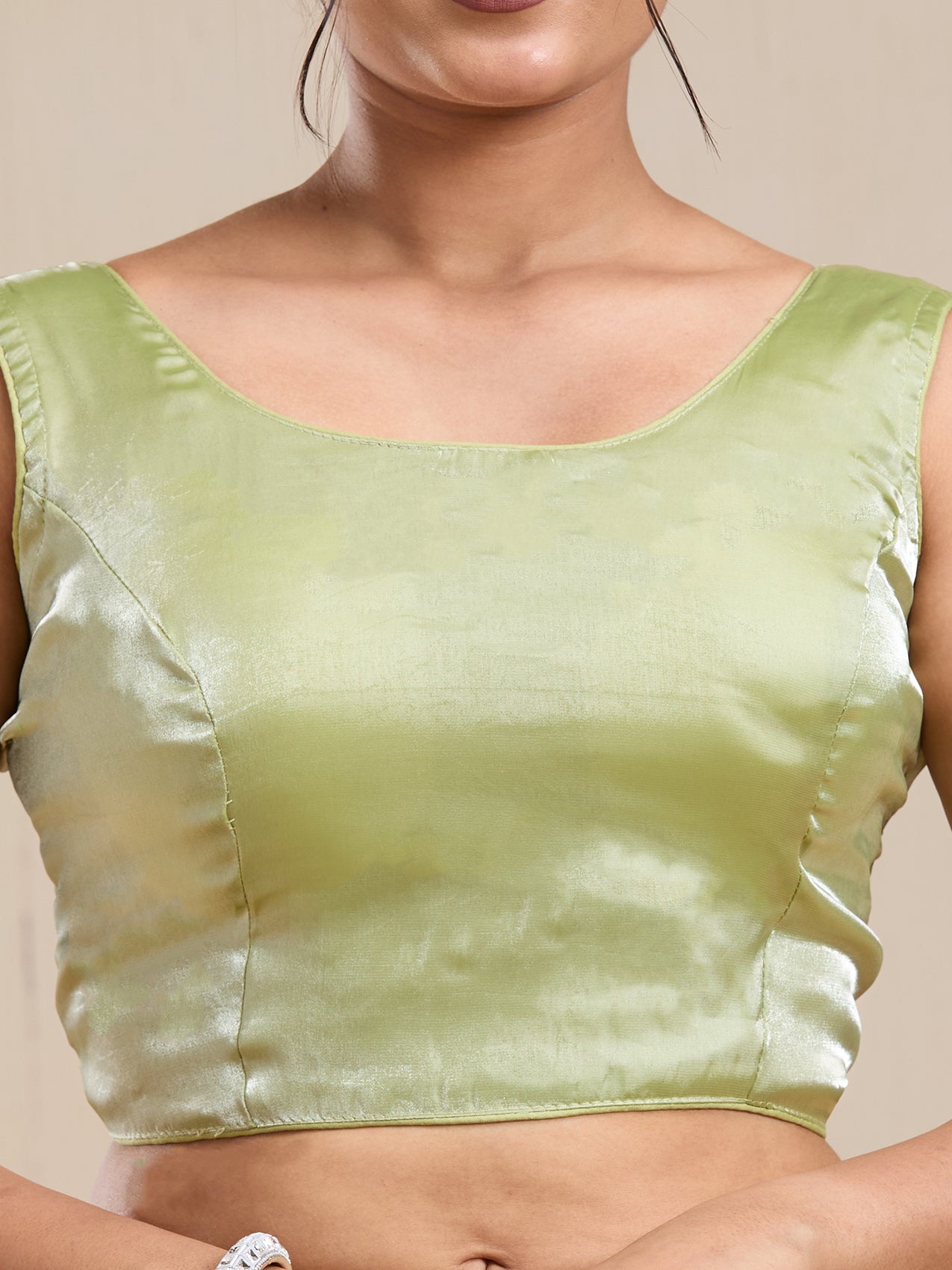 Vervee Couture Green Poly Georgette Saree with Lace Border and Semi Stitched Blouse | EKA