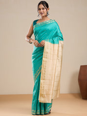 Vervee Couture Green Silk Blend Saree with Semi Stitched Blouse | EKA