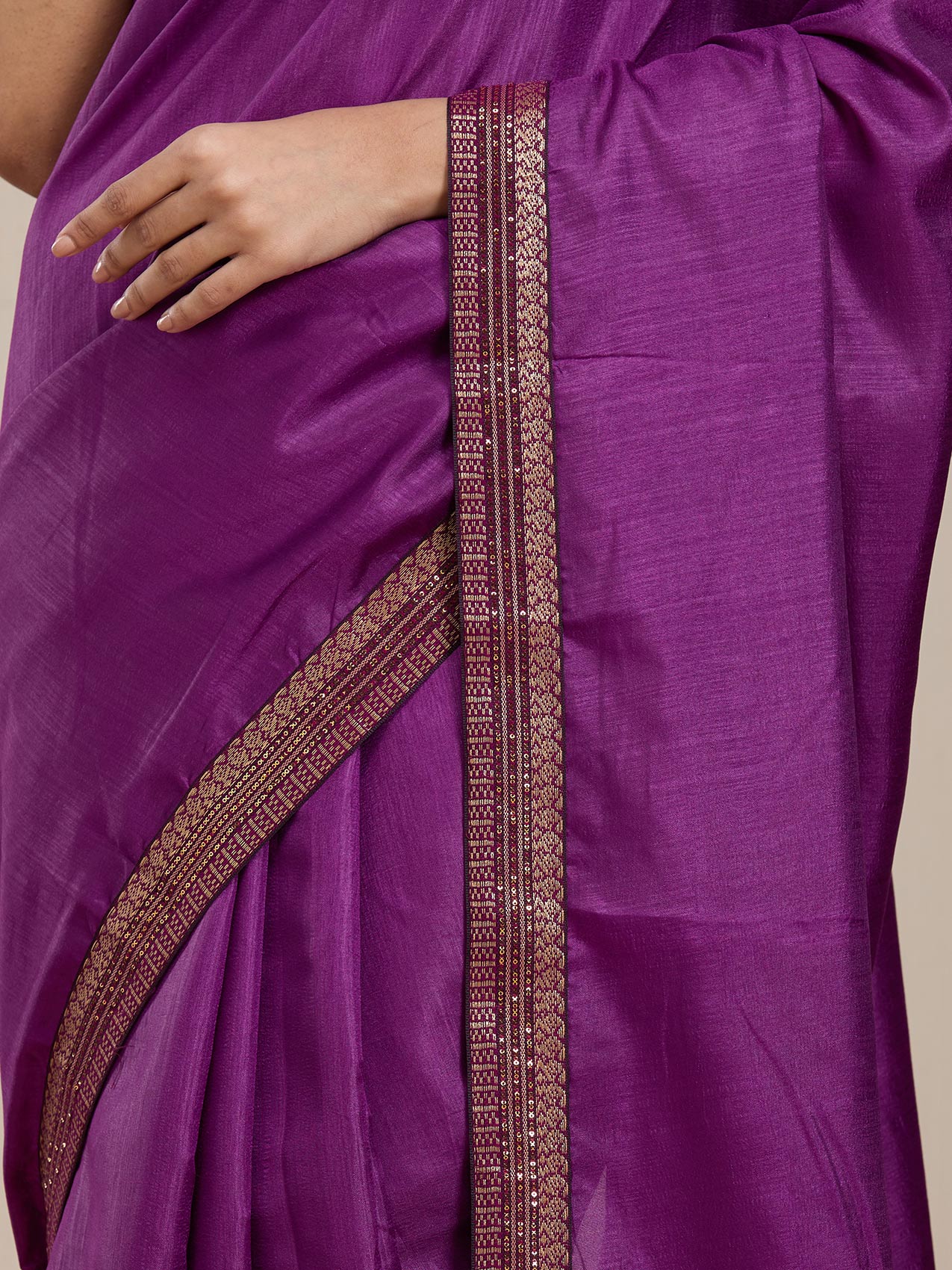 Vervee Couture Purple Silk Blend Embellished Saree | EKA
