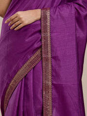 Vervee Couture Purple Silk Blend Embellished Saree | EKA