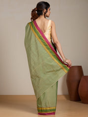 Vervee Couture Green Pink Silk Blend Saree with Zari Border | EKA