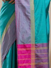 Vervee Couture Blue Colourblock Silk Blend Saree with Semi Stitched Blouse | EKA