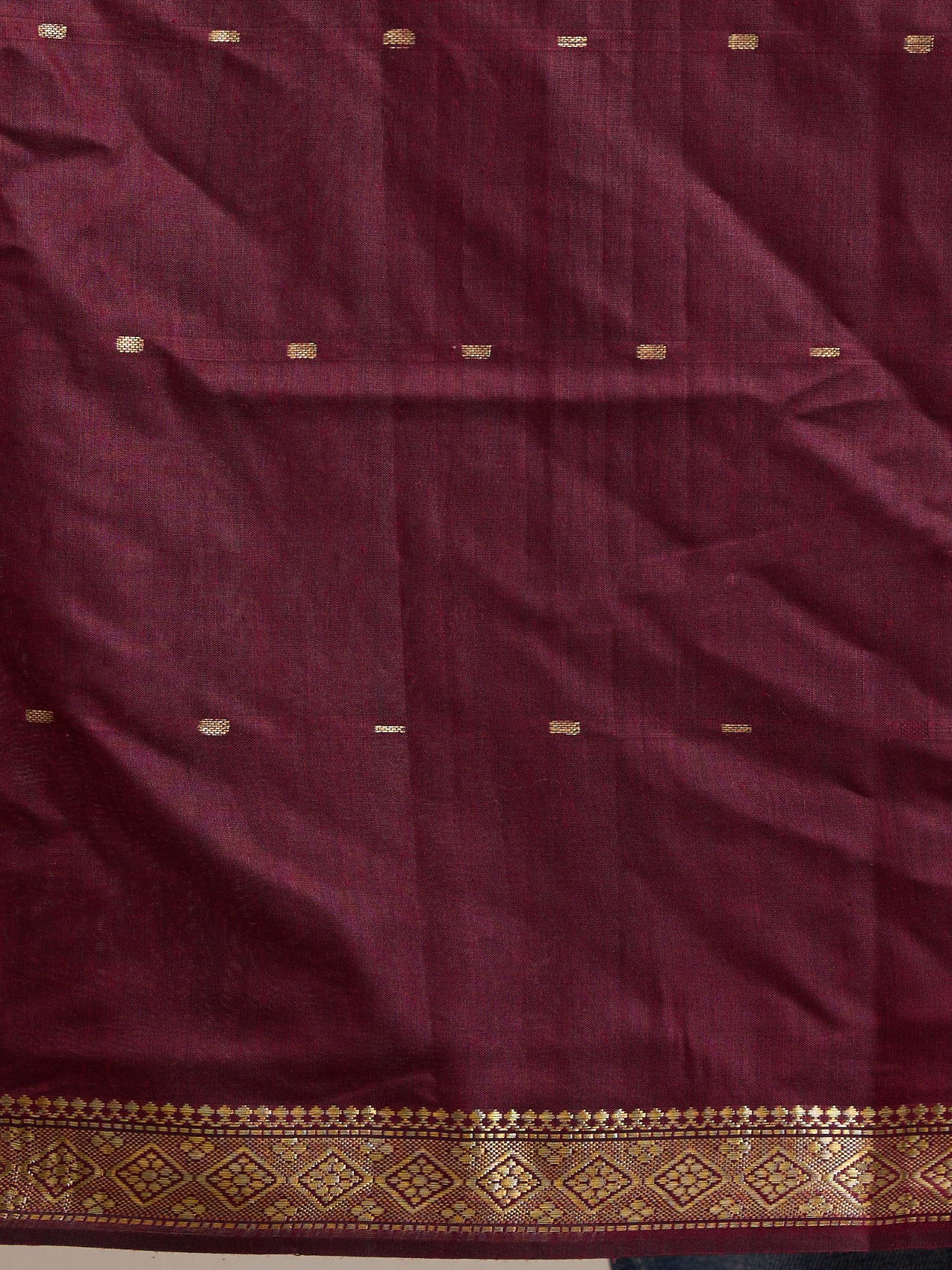 Vervee Couture Maroon Woven Silk Blend Saree with Zari Border | EKA