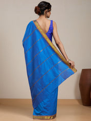 Vervee Couture Blue Silk Blend Saree with Zari Border | EKA
