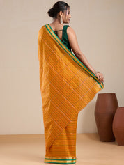 Vervee Couture Orange Striped Silk Blend Saree with Contrast Border | EKA