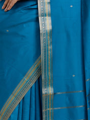 Vervee Couture Blue Silk Blend Saree with Zari Border and Semi Stitched Blouse | EKA