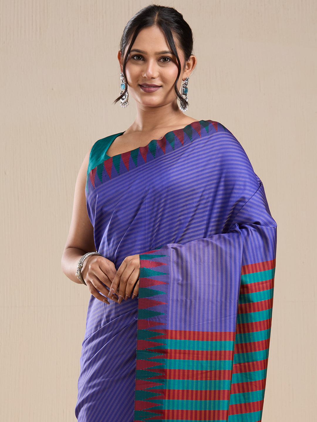 Vervee Couture Purple Silk Blend Saree with Semi Stitched Blouse | EKA