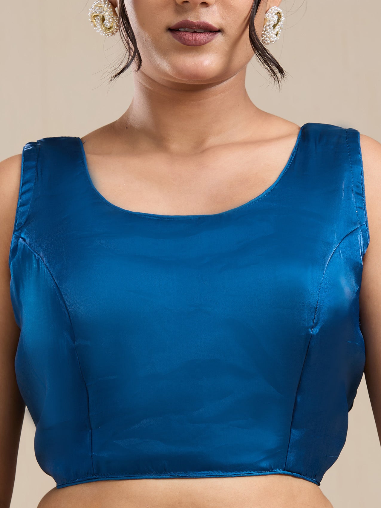 Vervee Couture Blue Silk Blend Saree with Lace Border and Semi Stitched Blouse | EKA
