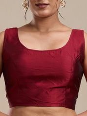 Vervee Couture Red Woven Silk Blend Saree with Semi Stitched Blouse | EKA