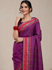 Vervee Couture Plum Pink Woven Silk Blend Saree | EKA