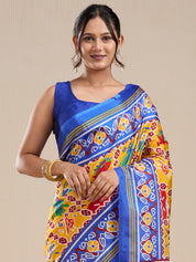 Vervee Couture Yellow Silk Blend Saree with Semi Stitched Blouse | EKA