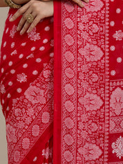 Vervee Couture Red Poly Georgette Embellished Saree | EKA