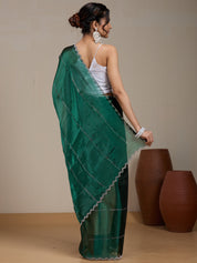 Vervee Couture Green Poly Georgette Saree | EKA
