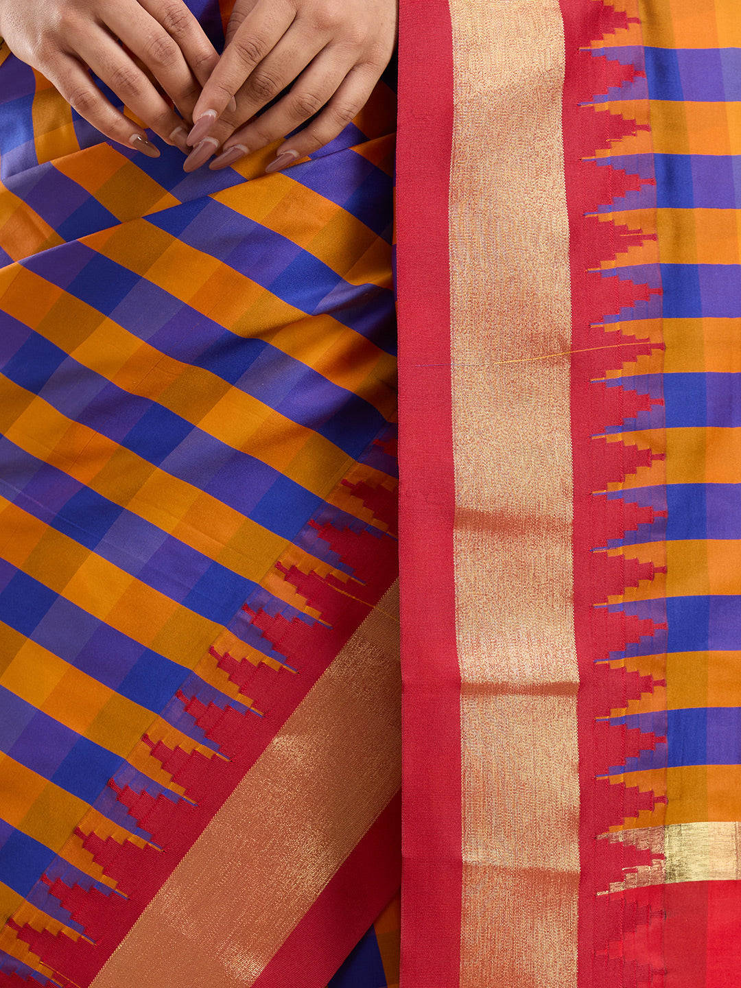 Vervee Couture Blue Silk Blend Saree with Semi Stitched Blouse | EKA