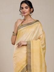 Vervee Couture Beige Black Silk Blend Saree | EKA