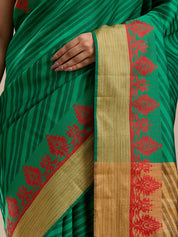Vervee Couture Green Silk Blend Saree with Semi Stitched Blouse | EKA