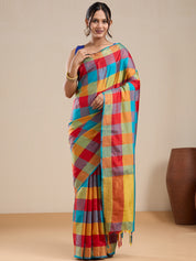 Vervee Couture Multicolour Silk Blend Saree with Semi Stitched Blouse | EKA