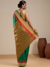 Vervee Couture Green Silk Blend Saree with Semi Stitched Blouse | EKA