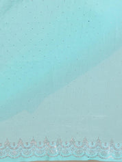 Vervee Couture Turquoise Blue Poly Georgette Embellished Saree | EKA