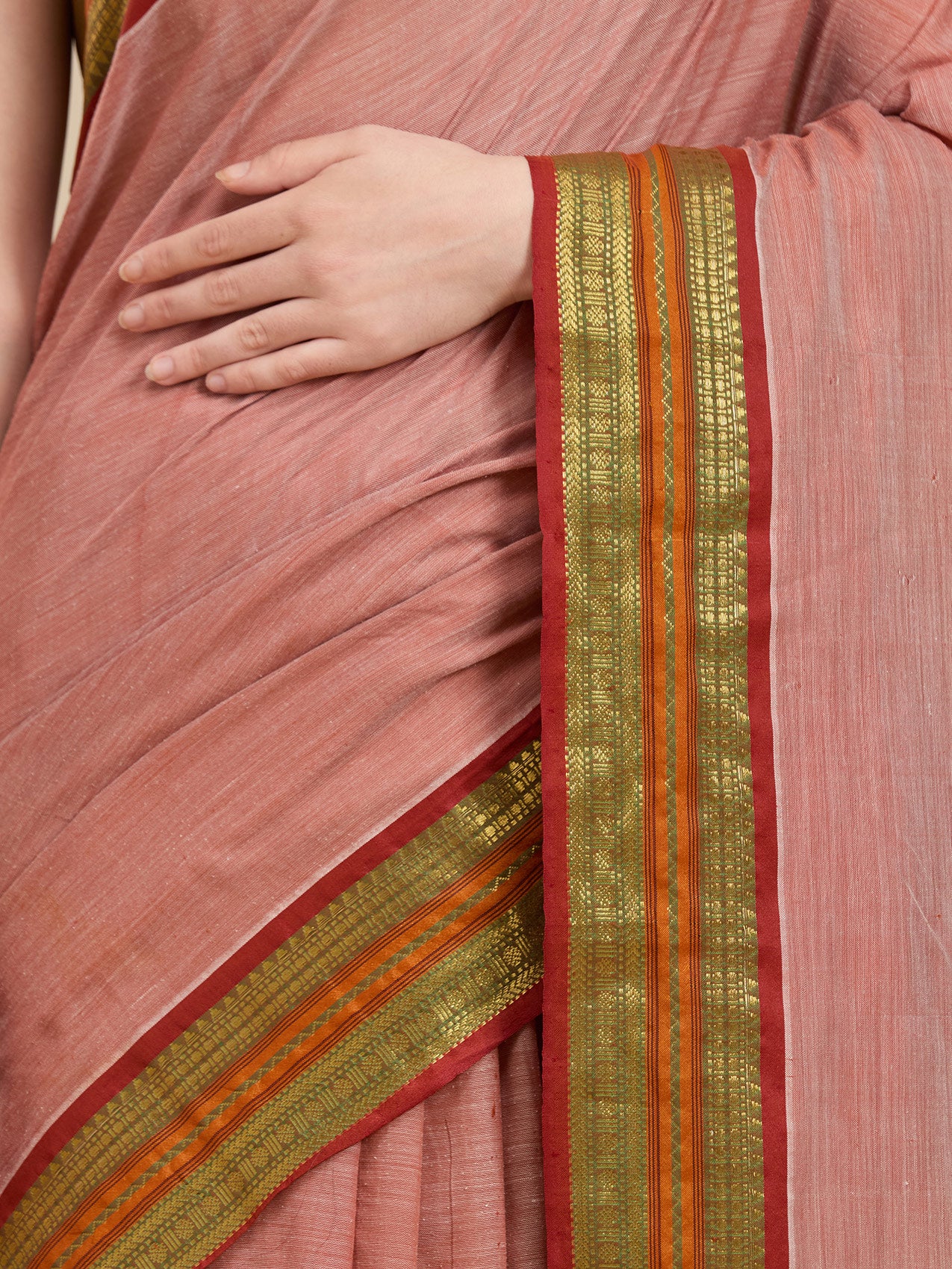 Vervee Couture Pink Silk Blend Saree with Contrast Zari Border | EKA