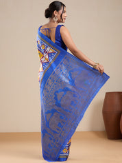 Vervee Couture Yellow Silk Blend Saree with Semi Stitched Blouse | EKA