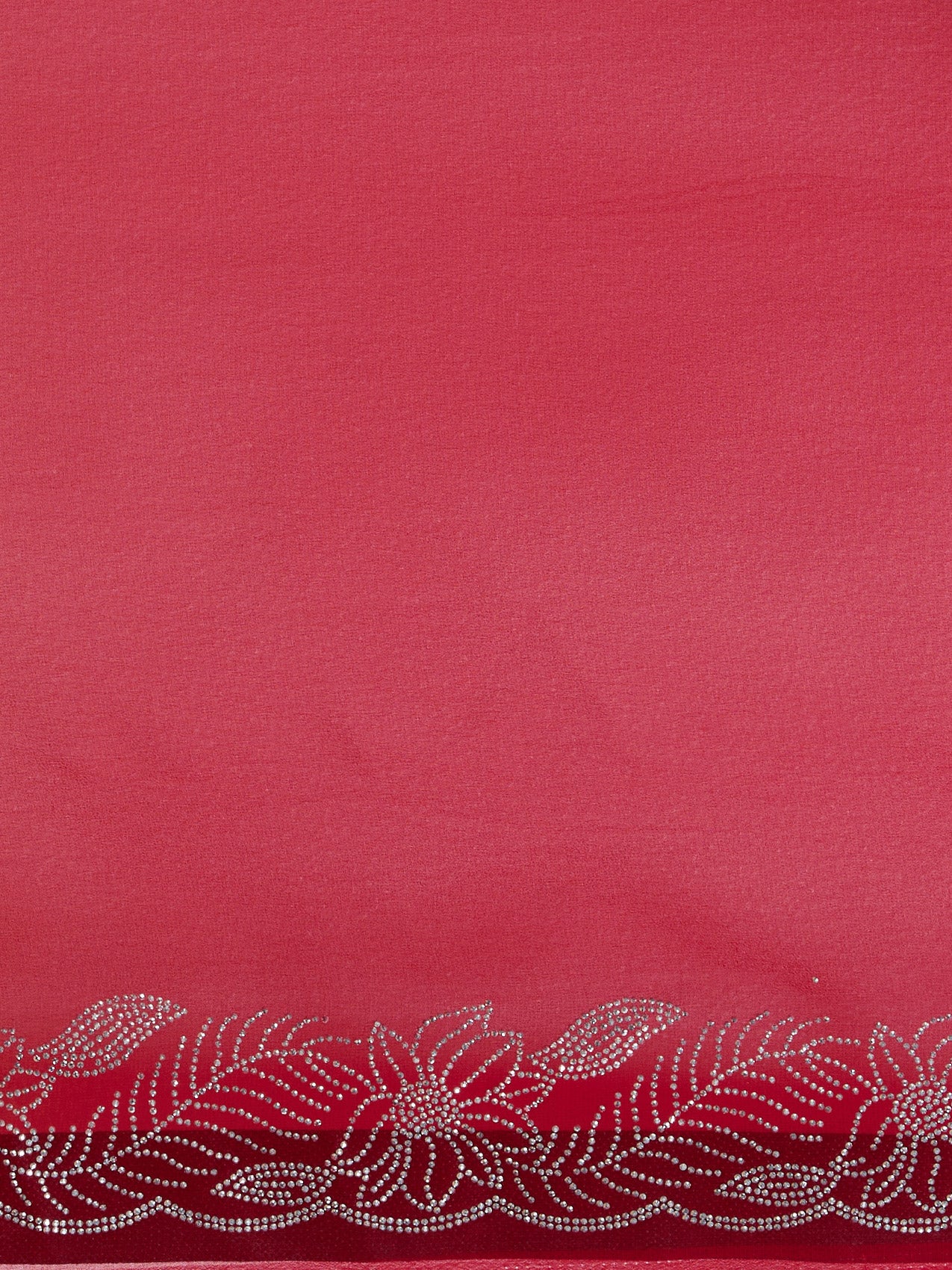Vervee Couture Red Solid Poly Georgette Saree with Scalloped Border | EKA