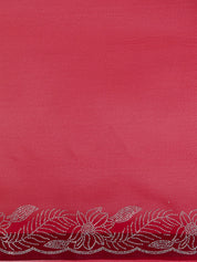 Vervee Couture Red Solid Poly Georgette Saree with Scalloped Border | EKA