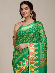 Vervee Couture Green Woven Silk Blend Saree with Zari Border | EKA