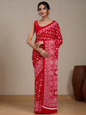 Vervee Couture Red Poly Georgette Embellished Saree | EKA