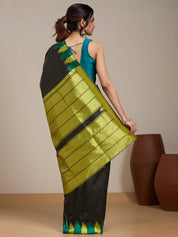 Vervee Couture Black Silk Blend Saree with Woven Border | EKA