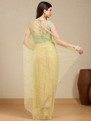 Vervee Couture Yellow Pure Net Saree with Embellished Detailing | EKA