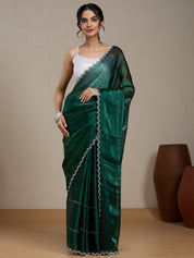 Vervee Couture Green Poly Georgette Saree | EKA