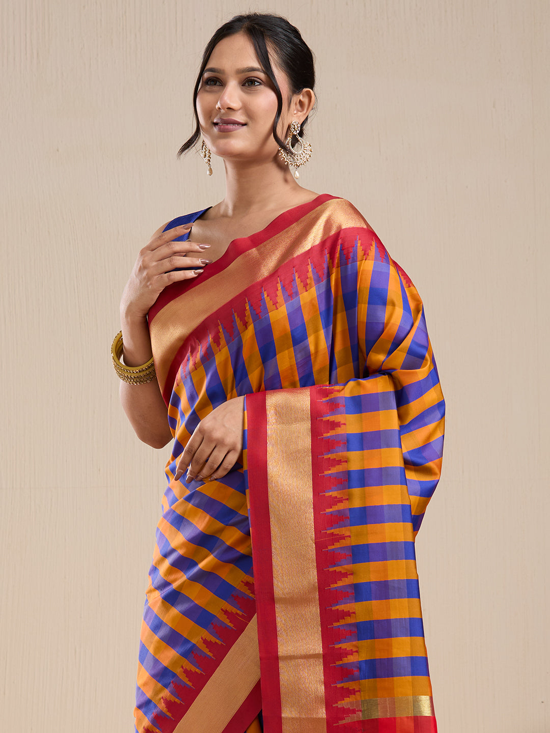Vervee Couture Blue Silk Blend Saree with Semi Stitched Blouse | EKA