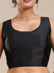 Vervee Couture Black Silk Blend Saree with Zari Border | EKA
