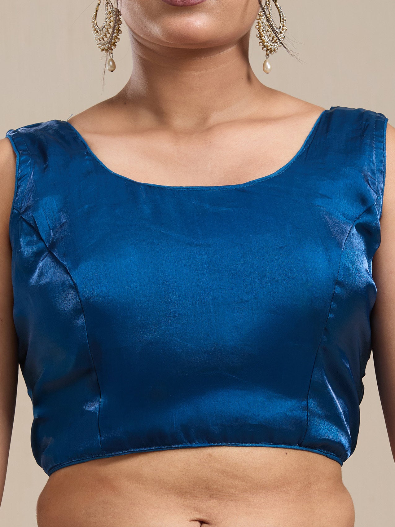 Vervee Couture Blue Silk Blend Saree with Zari Border and Semi Stitched Blouse | EKA